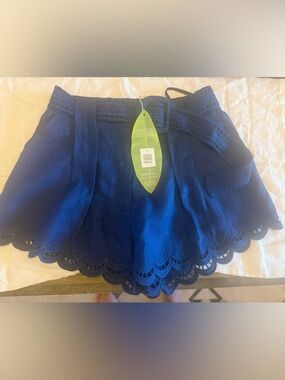 FARM Rio Navy Blue Scalloped Hem Shorts